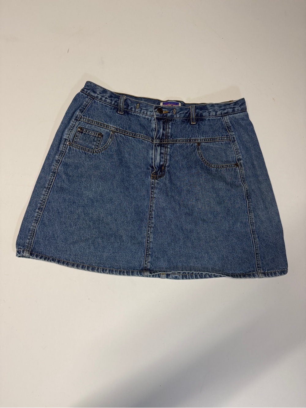 Northcrest Blue Denim A-Line Mini Skirt
